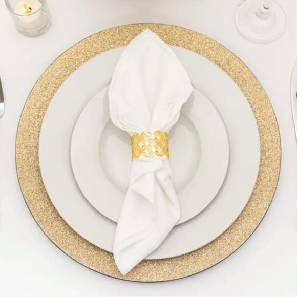 American Atelier Set of 4 Gold Dazzle Electroplated Charger 13” Plates - Picture 1 of 9